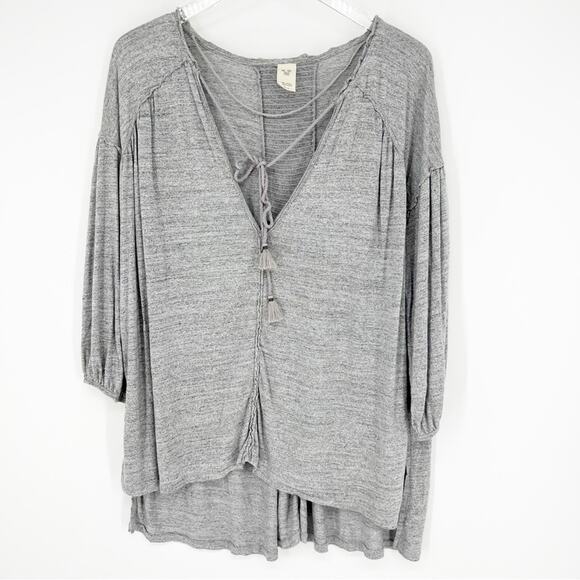Free People Just A Henley Oversized Top S Grey - Picture 2 of 6